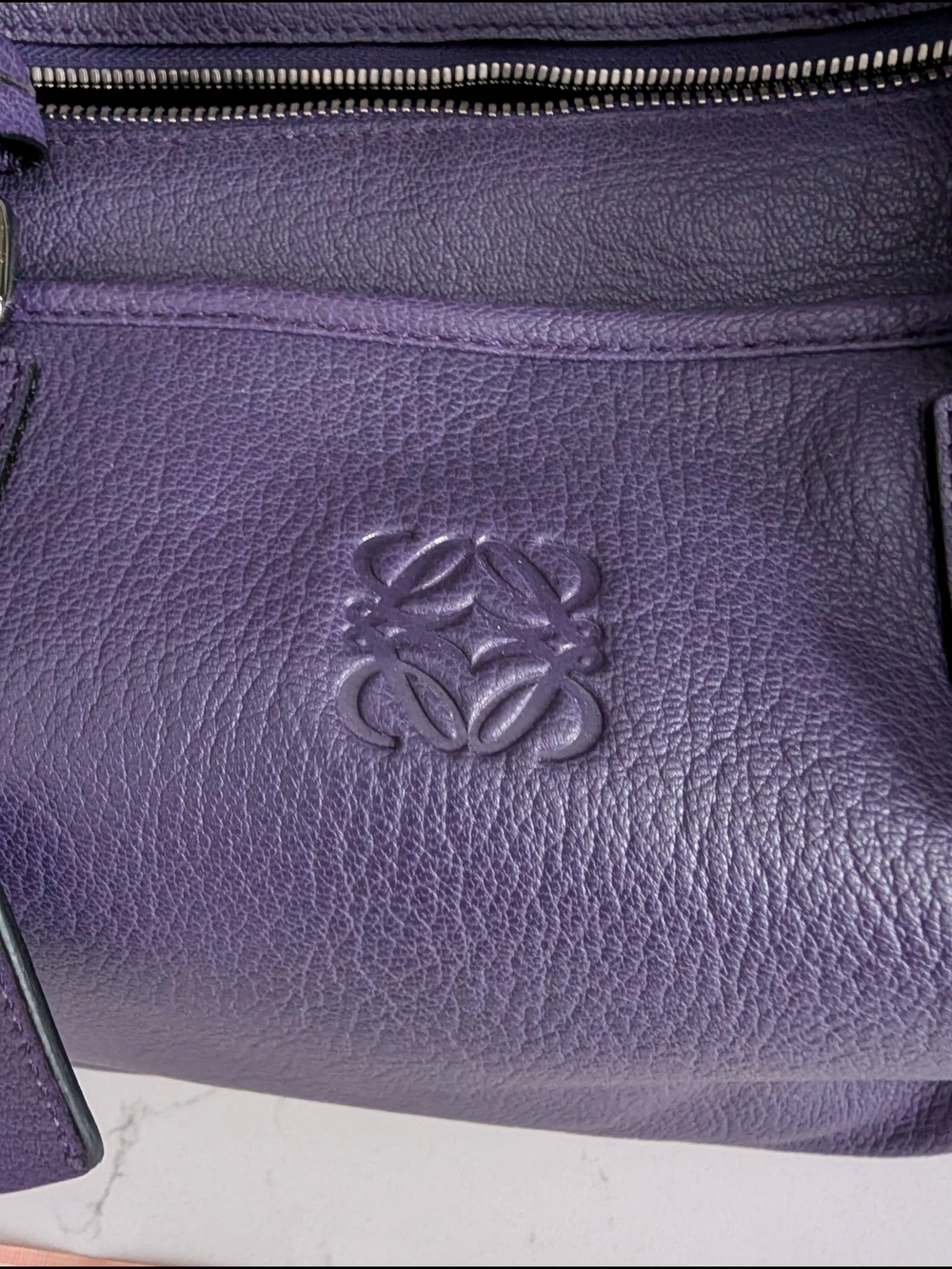 Loewe Amazona Purple Leather Top-Handle Tote - Picture 2 of 9